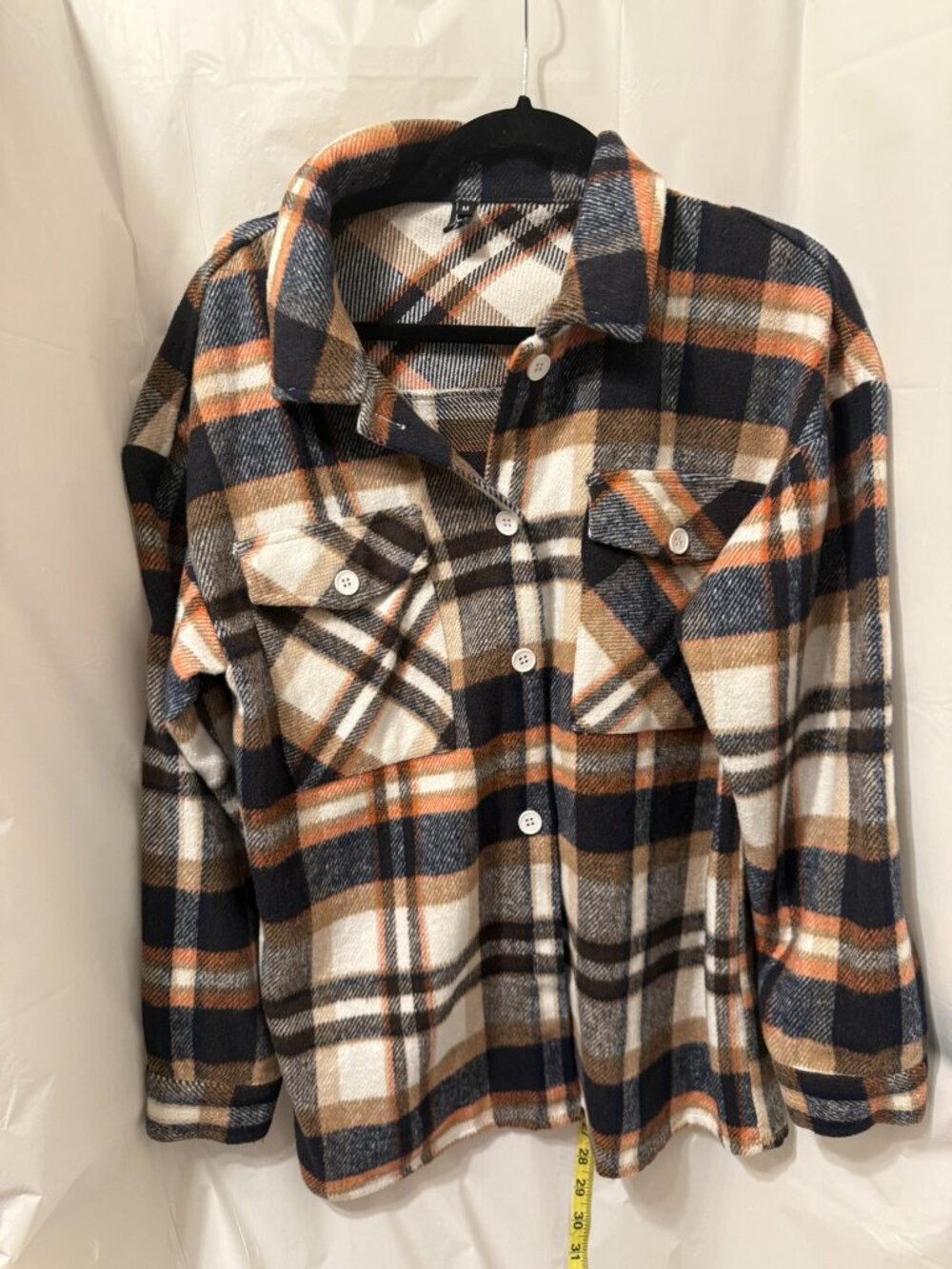 Chouyatou Orange Plaid Flannel Shacket Medium
